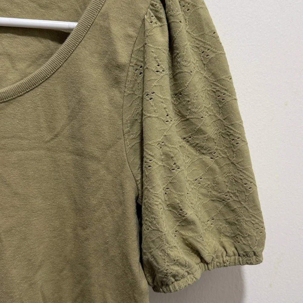 Madewell Boho Wyelet Puff Sleeve Too Size Small in Ash Green